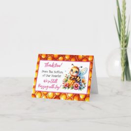Tarjeta De Agradecimiento Baby Shower Chica temático de abejas melíferas Gra