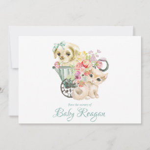 Tarjeta De Agradecimiento Baby Shower con monograma de cristales y cachorros