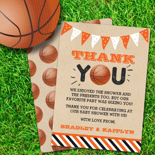Tarjeta De Agradecimiento Baby Shower con temas de baloncesto
