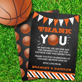 Tarjeta De Agradecimiento Baby Shower con temas de baloncesto