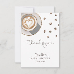 Tarjeta De Agradecimiento Baby Shower con temas de café