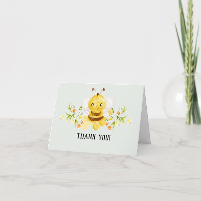 Tarjeta De Agradecimiento Baby Shower Cute Little Honey Bee (Anverso)