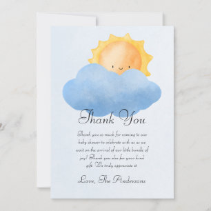 Tarjeta De Agradecimiento Baby Shower Cuto Little Sunshine