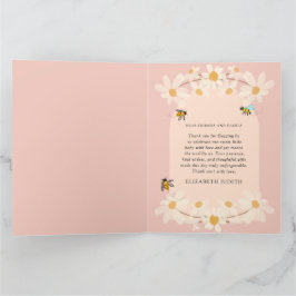 Tarjeta De Agradecimiento Baby Shower de Abejas de Floral Rosa