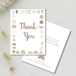 Tarjeta De Agradecimiento Baby Shower de Acuarela Safari Boho