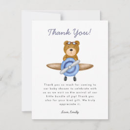 Tarjeta De Agradecimiento Baby Shower de Airplane Boy