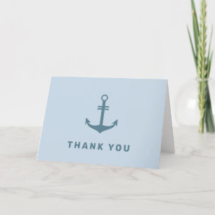 Tarjeta De Agradecimiento Baby Shower de anclaje naumático simple azul claro