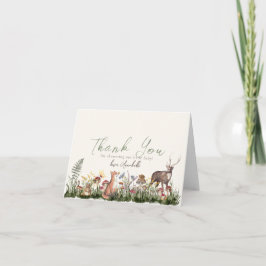 Tarjeta De Agradecimiento Baby Shower de animales boscosos encantados