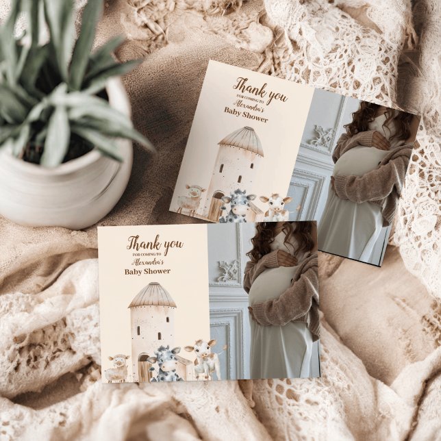 Tarjeta De Agradecimiento Baby Shower de animales de granja fotográfica (Subido por el creador)