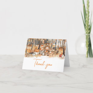 Tarjeta De Agradecimiento Baby Shower de animales de Woodland de la calabaza