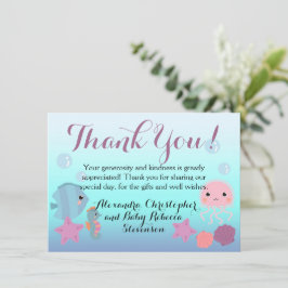 Tarjeta De Agradecimiento Baby Shower de animales del océano bajo el mar