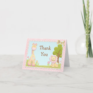 Tarjeta De Agradecimiento Baby Shower de animales rosados gracias