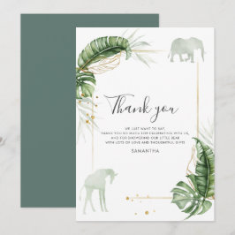 Tarjeta De Agradecimiento Baby Shower de animales salvajes botánicos