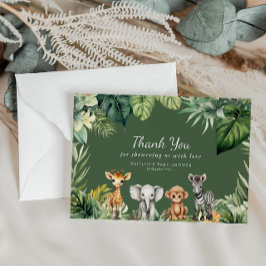 Tarjeta De Agradecimiento Baby Shower de animales salvajes de Safari de una 