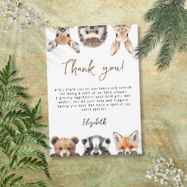 Tarjeta De Agradecimiento Baby Shower de animales salvajes modernos