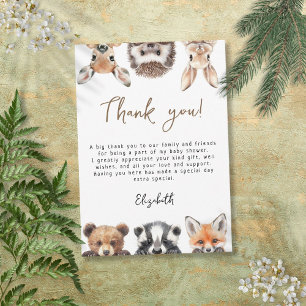 Tarjeta De Agradecimiento Baby Shower de animales salvajes modernos