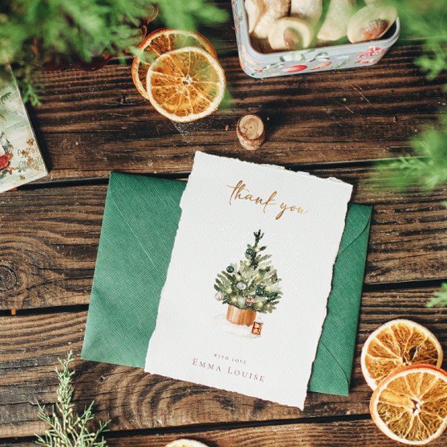 Tarjeta De Agradecimiento Baby Shower de árbol de navidad de invierno (Subido por el creador)