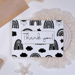 Tarjeta De Agradecimiento Baby Shower de arcoiris blanco negro simple y mode
