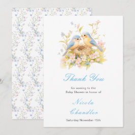 Tarjeta De Agradecimiento Baby Shower de aves de primavera