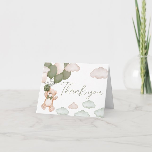 Tarjeta De Agradecimiento Baby Shower de Bear Bear Bearly Wait (Anverso)