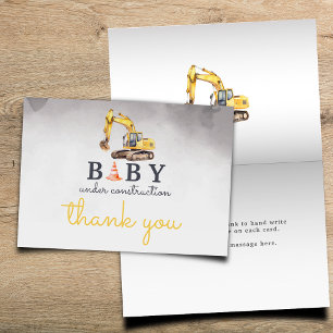 Tarjeta De Agradecimiento Baby Shower de bebé en construcción