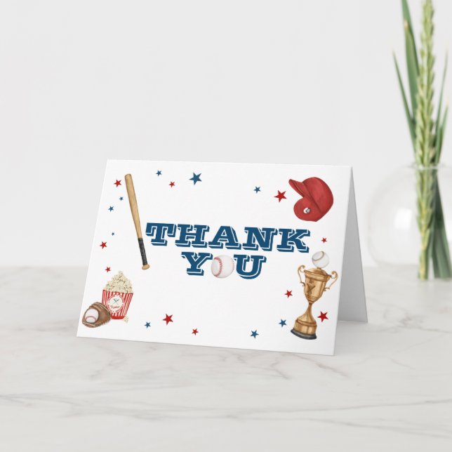 Tarjeta De Agradecimiento Baby Shower de béisbol (Anverso)