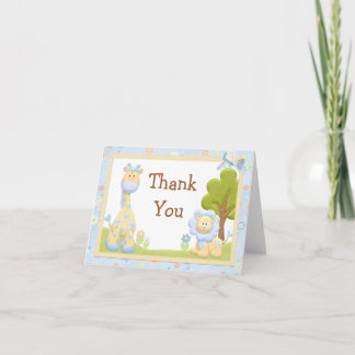Tarjeta De Agradecimiento Baby Shower de Blue Animals Gracias