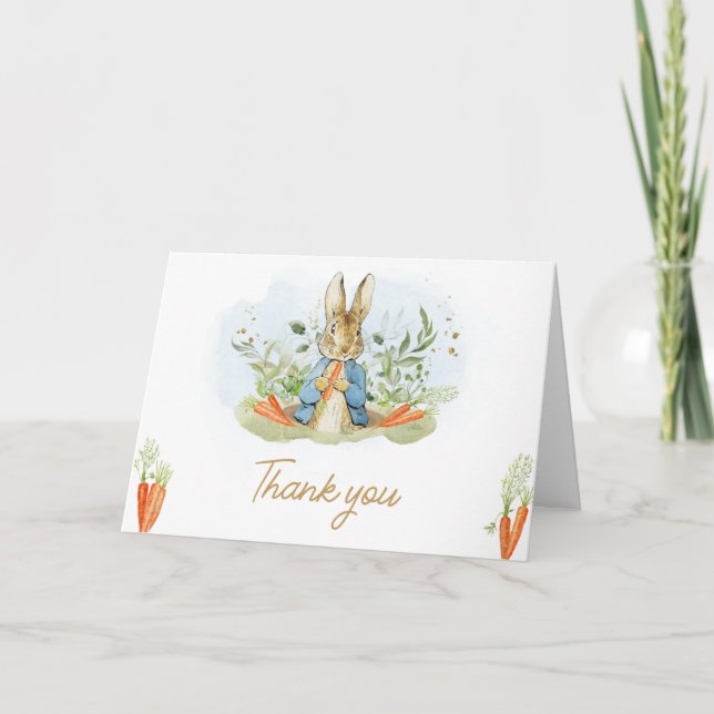 Tarjeta De Agradecimiento Baby Shower de Blue Peter Rabbit (Anverso)
