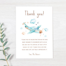 Tarjeta De Agradecimiento Baby Shower de Blue Toy Airplane Boy