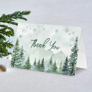 Tarjeta De Agradecimiento Baby Shower de Bosque Invernal Neutro en Género