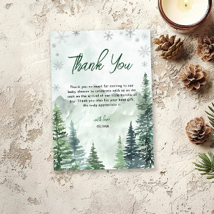 Tarjeta De Agradecimiento Baby Shower de Bosque Invernal sin Género
