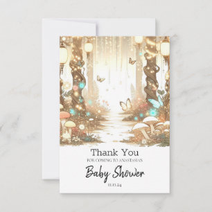 Tarjeta De Agradecimiento Baby Shower de bosque mágico simple encantado