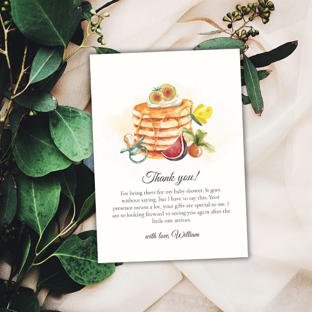 Tarjeta De Agradecimiento Baby Shower de brunch de brunch con paquetería de  (Summer Fruit Pancake Pacifier Brunch Baby Shower Thank You Card)