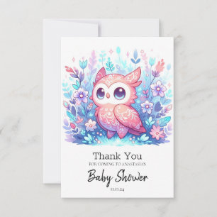 Tarjeta De Agradecimiento Baby Shower de búho moderno encantado