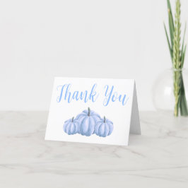 Tarjeta De Agradecimiento Baby Shower de caída de calabaza azul minimalista