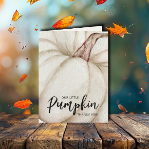 Tarjeta De Agradecimiento Baby Shower de calabaza blanca