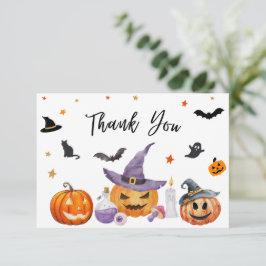 Tarjeta De Agradecimiento Baby Shower de calabaza de Halloween
