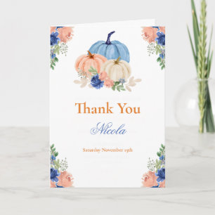 Tarjeta De Agradecimiento Baby Shower de Calabaza de Otoño