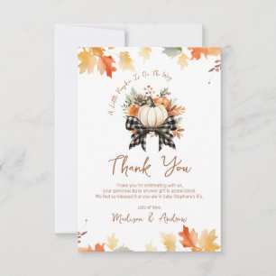 Tarjeta De Agradecimiento Baby Shower de Calabaza Floral con Cinta de Cuadro