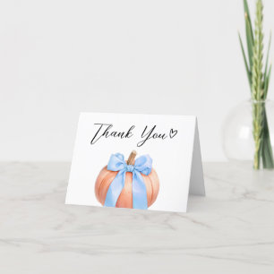 Tarjeta De Agradecimiento Baby Shower de calabaza Minimalista azul