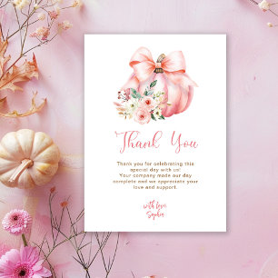 Tarjeta De Agradecimiento Baby Shower de calabazas pequeñas rosadas