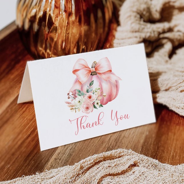 Tarjeta De Agradecimiento Baby Shower de calabazas pequeñas rosadas (Subido por el creador)