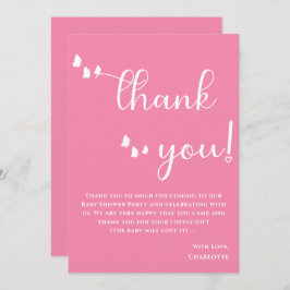 Tarjeta De Agradecimiento Baby Shower de caligrafía moderna de mariposa míni