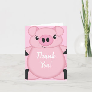 Tarjeta De Agradecimiento Baby Shower de cerdo rosado