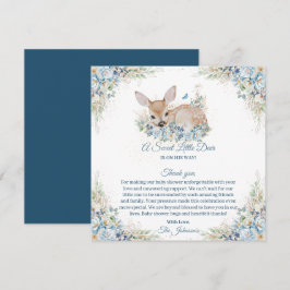 Tarjeta De Agradecimiento Baby Shower de ciervo floral azul y beige