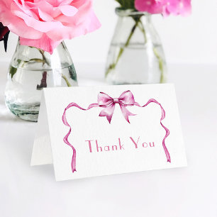 Tarjeta De Agradecimiento Baby Shower de cinta rosada