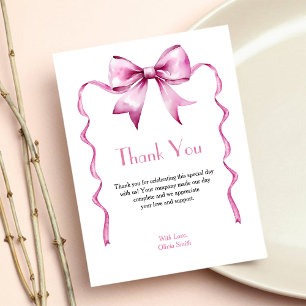 Tarjeta De Agradecimiento Baby Shower de cinta rosada