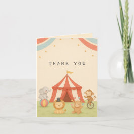 Tarjeta De Agradecimiento Baby Shower de circo de 3 anillos