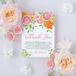 Tarjeta De Agradecimiento Baby Shower de cítricos y flores