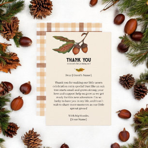 Tarjeta De Agradecimiento Baby Shower de color marrón de color de agua plate